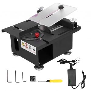 XYONG Scie circulaire a table mini 100 W, rail coulissant reglable, 110 V-240 V, pour le travail du bois, prise UE - Neuf
