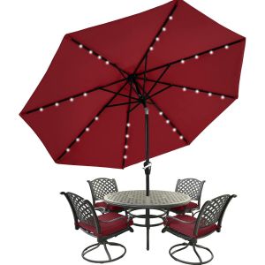 Checarzhn--No1-Parasol De Terrasse Avec 8 Baleines Et 32 Lampes Led Solaires, Pour Table, Marché, Extérieur - Neuf