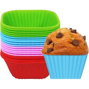 Moules Muffins Silicone,20 Pi&egrave;ces Moules &Agrave; Cupcakes Carr&eacute;,Moules &Agrave; P&acirc;tisserie En Silicone S,Moule Cake Sans Bpa Pour P&acirc;tisseries,G&acirc;teau,Puddings - Neuf