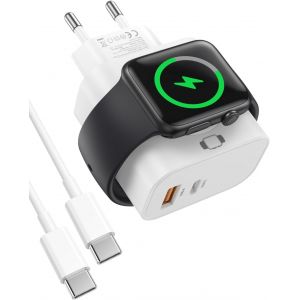 Chargeur Pour Apple Watch 3 En 1, Iwatch Chargeur Montre Pour Apple Watch Serie 10/9/8/7/6/5/4/3/2/Ultra/Se, 20w Usb C Chargeur Rapide Iphone, Pour Iphone 16 15 14 13 12 Avec 2m Usb C C&acirc;ble,[Z1484] - Neuf