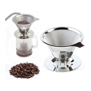 C&ocirc;ne Filtre &Agrave; Caf&eacute; Filtre En Acier Inoxydable De 12 Cm - Neuf