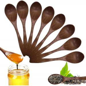 Eryi-Cuill&egrave;re &Agrave; Caf&eacute; En Bois 8 Pi&egrave;ces, Petite Cuillere En Bois Naturelles Faites &Agrave; La Main Pour Chocolat Chaud Miel Caf&eacute; Th&eacute; Accessoires De Cuisine - Neuf