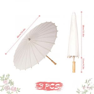 Parapluie en papier blanc pour mariage,parapluies en bambou bricolage,faveur de fête,centres de douche pour - 3PCS-60cm-E - Neuf