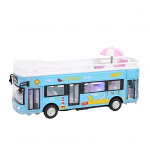 Modele de bus touristique miniature en alliage, jouet de voiture a tirer, cadeau de collection, decoration (bleu) - Neuf