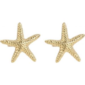 Kal-Petits Clous D'oreilles Étoile De Mer Pour Femmes, Dorés À L'or Délicats Clous D'oreilles Plage Petit Bijou D'été Style Minimaliste Thème Marin Pour Port Quotidien Ou Cadeau - Neuf