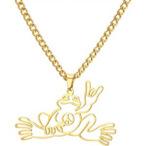 Kal-Collier Grenouille Collier Grenouille Symbole De Paix Pendentif Nature Créatures Des Bois Bijoux Animaux Amusants Cadeau D'anniversaire - Neuf
