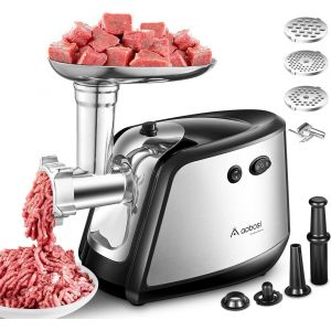 Chenquansarl-Hachoir Électrique À Viande 2000w Hachoir À Viande Robuste En Acier Inoxydable Avec 3 Plaques De Broyage, 3 Tubes À Saucisses Et Accessoires Kubbe, Contrôle Facile À Un Seul Bouton - Neuf