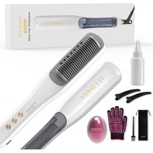 Lisseur Vapeur Professionnel Brosse Lissante Vapeur Pour Cheveux,4 Température Réglable,160¿-210¿,Fer À Lisser À La Technologie Vapeur(Blanc, Brosse Vapeur) - Neuf