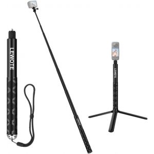 JGD-Barre Selfie R&eacute;tractable Compatible avec Insta360 One x2 X3 XR/RS/GO 2 GO 3, S&eacute;rie Gopro, DJI Action Series Accessoires pour Monopode [avec Tr&eacute;pied Amovible] (47Inch(120cm)) - Neuf