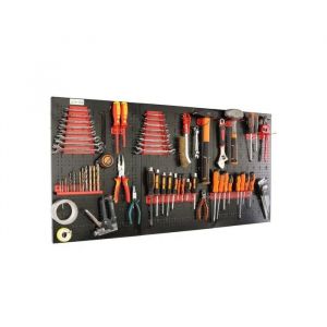 botle Panneau perfor&eacute; m&eacute;tallique 120 x 60 cm, &eacute;tag&egrave;re murale + porte-outils, lot de 25 pi&egrave;ces, atelier mural, &eacute;tag&egrave;re suspendue - Neuf