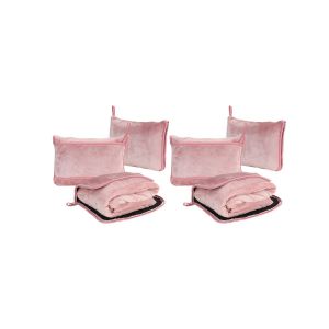 Ensemble De 2 Pi&egrave;ces Comprenant Une Couverture Et Un Oreiller De Voyage Pour L'avion Et La Voiture, Format Compact 2 En 1, En Polyester Doux. - Neuf