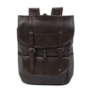 Sac a dos tendance a double bandouliere en cuir PU pour homme, ideal pour les loisirs et les etudiants (kaki) - Neuf