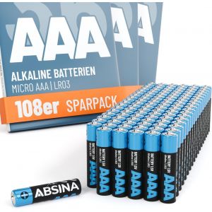 108x Piles AAA Pack Grande 1,5V Alcaline-Pile AAA Longue durée pour télécommande,Jouets,réveils et Plus Encore-Batterie AAA,Triple a Batterie,Petite Pile,Piles LR03,AAA Piles - Neuf