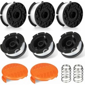 Paquet de 8 bobines de coupe compatibles avec les bobines de coupe Black et Decker, les bobines de débroussailleuse (6 cordons de coupe, 2 capuchons, 2 ressorts) - Neuf
