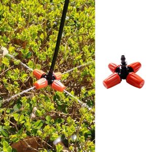 10 Pièces Atomise à 4 Voies Buse,Buse D'atomisation Croisée en Plastique,Jardinage Serre Atomisation Micro Buse avec Connecteur Barbelé,pour Jardin,Pelouse,Orange - Neuf