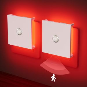 Veilleuse Prise Electrique Dimmable Avec Detecteur De Mouvement,2pcs Veilleuse Enfant,Fonction M&eacute;moire,625nm Feu Rouge Pour Chambre Cuisine Escalier - Neuf