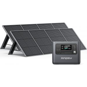 Générateur Solaire Portable AFERIY 1200W &#43; 2x200W Panneaux Pliable 12 Ports Charge Rapide MPPT Écoénergétique pour Camping Domestique Hors Réseau - Neuf