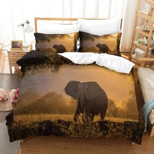Housse De Couette Motif Imprim&iquest;&iquest; Elephant D ,En Parure De Lit Avec Housse De Couette Et Taies D'oreiller,Fermeture &iquest;&iquest;Clair,Doux Microfibre Hypoallerg&iquest;&iquest;Niqueking&pound;&iquest;Xcm&pound;&copy; - Neuf