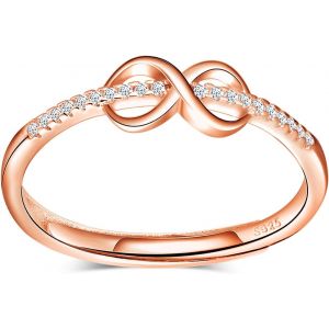Bague Ouverte En Argent 925,Bague Ajustable Pour Femme Fille,Bague Symbole De L'infini,Bague De Mariage,Zircon Incrusté,Bague De Fiançailles.[Y879] - Neuf