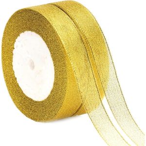Kal-Ruban En Organza Dor&eacute; 20mm, 44m Paillettes Pour Emballage Cadeau, D&eacute;coratif Pour No&euml;l, Mariage, Anniversaire, Travaux Manuels - Neuf
