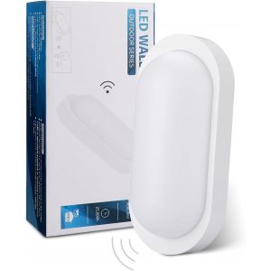 Liux-Led Plafonnier Avec Détecteur De Mouvement,12w 1080lm Plafonnier Led Ovale 4000k,Ip65 Lampe De Cave Pour Couloir,Garage,Couloir,Balcon,Escalier,Abri Devoiture,Cave,Blanc - Neuf