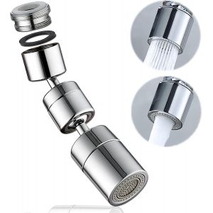A&eacute;rateur de robinet pivotant &agrave; 1080&deg; avec deux modes d'eau et adaptateur - Neuf