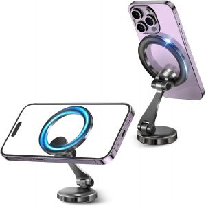 Support de t&eacute;l&eacute;phone magn&eacute;tique pour iPhone 15/14/13/12, pour tableau de bord, kit mains libres, support en m&eacute;tal pliable - Neuf