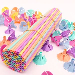 ChicSlick-50 Pièces Bâtons Ballons Simples, Bâtons Ballons Pour Ballons, Bâtons Ballons Transparents Pour Mariage, Convient Aux Fêtes, Mariages, Festivals(Multicolore)¿Réutilisable[X2621] - Neuf