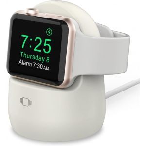 THEF-AhaStyle Support Apple Watch Station Compatible avec Apple Watch Ultra 2, Ultra, SE2, SE, Series 10 9 8 7 6 5 4 3 2 1 (49/46/45/44/42/41/40/38mm) Silicone Chargeur Apple Watch Dock Holder (Ivoir - Neuf