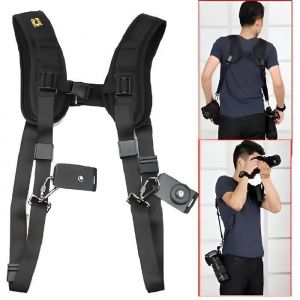 Harnais Courroie Double Epaules Sangle Appareil Photo Caméra DSLR Reflex Elingue - Neuf