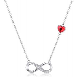 Kales-Collier Infinity Coeur Cha&icirc;ne Femme,Collier Infinity Pour Femme Collier,Collier Femme Argent,Collier Prenom Personnalis&eacute; Infini,Collier Infini Femme,Avec Bo&icirc;te Cadeau,Collier Ajustable - Neuf