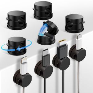 9PCS Clips Câble Organisateur Support de Câbles Magnétique Auto-adhésif Noir pour Bureau,Table de Nuit,Idéal pour Câbles de Chargement,HDMI,USB,Audio - Neuf