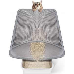 Kalanka-Tapis De Liti&egrave;re Pour Chat, Design Nid D'abeille, Double Couche, Mat&eacute;riau Imperm&eacute;able Et Urine, Tapis De Bac &Agrave; Liti&egrave;re Pour Chat, 58 X 42 Cm, Gris - Neuf