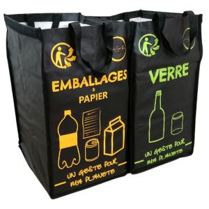 ERYI-Poubelle Tri Selectif - Poubelle Double - Poubelle Cuisine 50 Litres - Poubelle Tri Selectif 2 Bac - Poubelle Cuisine Tri Selectif 2 Bacs (Noir) - Neuf