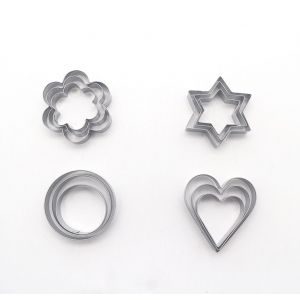 Lot De 12 Emporte-Pièces En Forme De C?Ur, Emporte-Pièces En Métal, Emporte-Pièces En Acier Inoxydable, Emporte-Pièces À Pâtisserie, Fondant, Biscuit, Chocolat, C?Ur, Étoile, Fleur, ?Uf Rond - Neuf