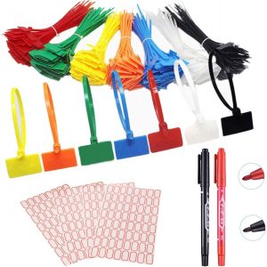 Checarzhn--No1-175 Pièces Nylon Câble Zip Liens Étiquettes Marqueur Verrouillage Automatique Avec 264 Étiquettes Blanches Et 2 Pièces Pour La Gestion Des Câbles,Pour Marquer Et Organ R Le Fil - Neuf