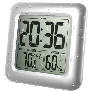 ChenQuanSarl-Grande Horloge Murale Étanche Pour Salle De Bain, Numérique, Résistante À L'Eau, Température De Douche, Hygromètre À Grands Chiffres Pour Personnes Âgées, 4 Ventouses, Support De Table, - Neuf