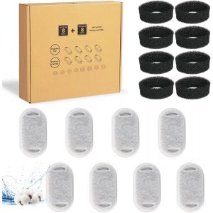 Filtre Fontaine Eau Chat, 24 Pcs Filtre Fontaine Chats, 4pcs Filtres + 4pcs Éponges De Fontaine À Eau Pour Chat Cheveux Filtrants Triple Filtration (Filtres) Filtre Pour Fontaine À Eau - Neuf