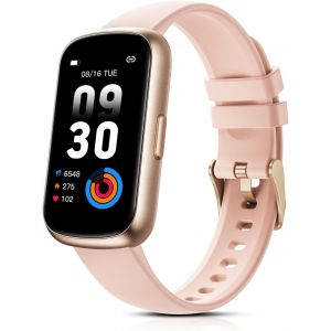 ASFASFq-TIFOZEN Montre Connectée Femme, 1,47¿¿ Bracelet Connecté avec 24 Modes Sportifs/3ATM Étanche/Fréquence Cardiaque/Spo2/Sommeil/Podometre, Smartwatch Petit Poignet pour Android iOS, Rose/Or Ros - Neuf