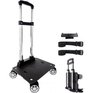 lbgwp60-ChariotÀ Dos À Roulettes Avec Sangle De Bagage, Chariot Pliable En Alliage D'Aluminium Pour Cartable, Sac À Dos, Chariot De Voyage - Neuf