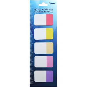 100 Marque-Page Papier Autocollants Grand Format 5 Couleurs 5 Blocs De 20 Feuillets Bicolores 42x25 Mm Adh&eacute;sifs Repositionnables - Neuf