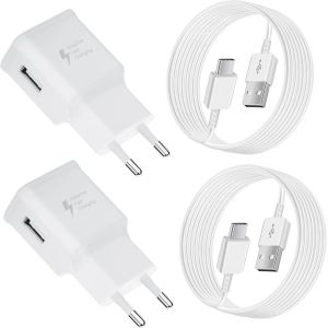 2-Pack Chargeur Type C Charge Rapide Pour Samsung Galaxy A16 A13 A14 A15 A20 A23 A25 A33 A35 A40 A50 A55 A54 A53 5G S21 S20 S10 S9 S8, Chargeur Telephone Tablette Adaptateur Avec 1.5M Usb C [Z362] - Neuf