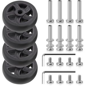 Lot De 4 Roulettes De Rechange Pour Valises R&eacute;sistantes &Agrave; L'usure, Noir, Vf25-50*18mm - Neuf