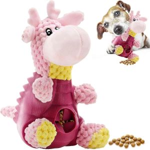 Jouet couineur en peluche indestructible pour chien, jouet en peluche réaliste et durable pour chiot de petite et moyenne taille, jouet couineur pour chiot, jouets en peluche soniques (dinosaure violet) - Neuf