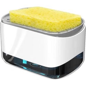 Distributeur de pompe à savon et porte-éponge,distributeur de savon à vaisselle pour la cuisine,blanc - Neuf