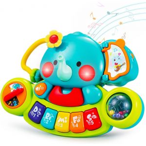TDRFL-Jouet Bebe 6 Mois Piano Enfant Éléphant,Jouets Musicaux Bébé Pour 6 9 12 Mois Naissance Fille Garçons,Jeux Bebe Multifonction Cadeau Fille Garçons Pour Enfant 1 An - Neuf