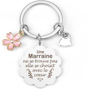 KAL-Cadeau Marraine Porte-Clés Marraine Cadeau Marraine Bapteme Marraine Cadeaux Cadeau Pour Marraine Cadeau Bapteme Parrain Marraine Cadeau Marraine De Fête Des Mères Cadeaux Marraine Anniversaire N - Neuf