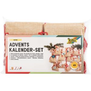 JGD-folia 63121 Calendrier de l'Avent avec sachets en Toile de Jute 2 m de Long, 24 sachets de 10 x 13 cm et 24 &eacute;tiquettes &agrave; Chiffres pour Les Petites Surprises de l'Avent - Neuf