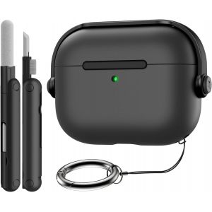 LORANKA-&Eacute;tui pour AirPods Pro 3 (2025) avec Verrouillage S&eacute;curis&eacute;, Coque Rigide Design Casque Musical de Protection pour Apple AirPods Pro 3e G&eacute;n&eacute;ration, Kit de Nettoyage et Porte-cl&eacute;s, Noir - Neuf