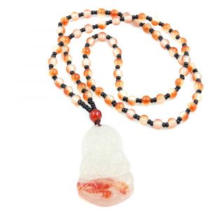 Collier Pendentif Delicat Bouddhiste Kwan-Yin Imitation Cristal De Jade Pour Femme - Neuf